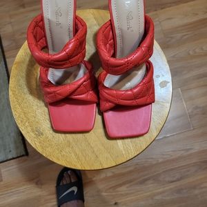 Open toe red casual and dress shoes